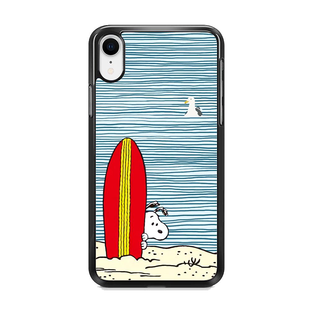 Snoopy Sand Beach iPhone XR Case-Rubber Black (2D Case)-Oxvistore