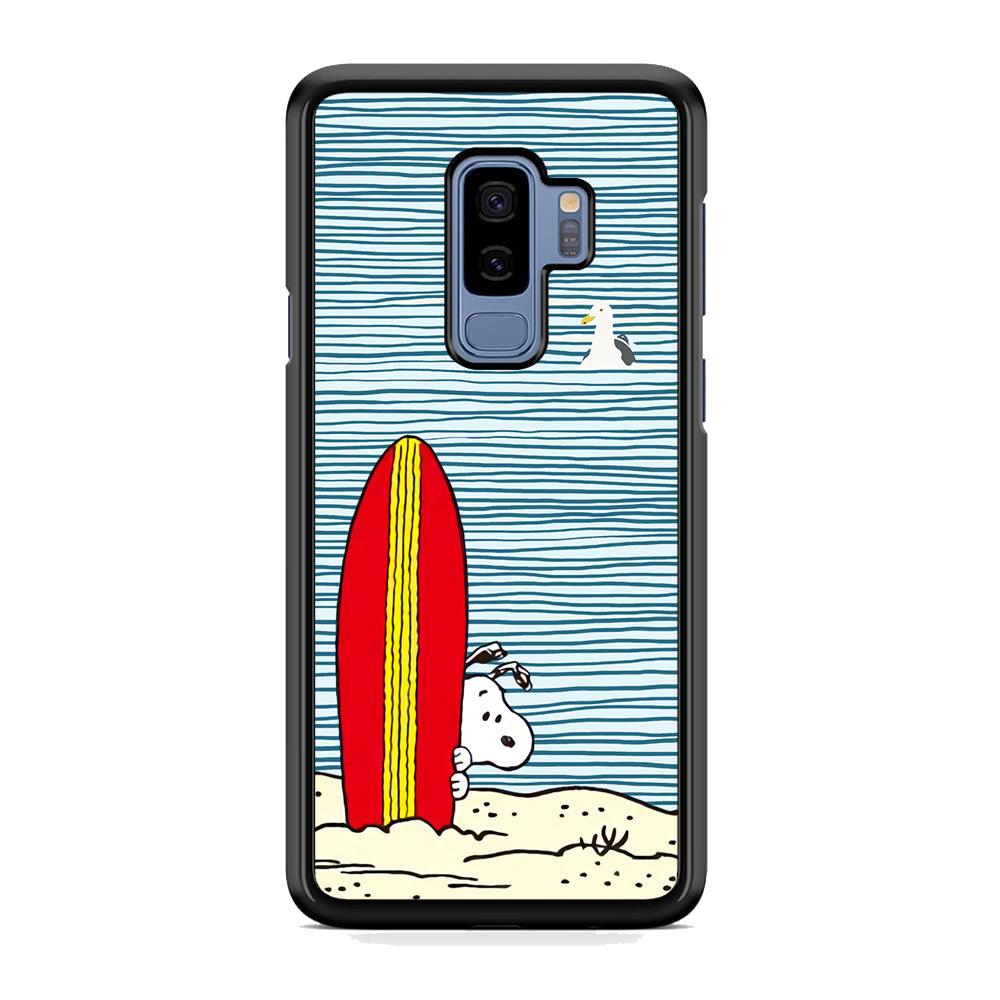 Snoopy Sand Beach Samsung Galaxy S9 Plus Case-Rubber Black (2D Case)-Oxvistore