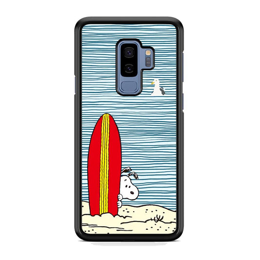 Snoopy Sand Beach Samsung Galaxy S9 Plus Case-Rubber Black (2D Case)-Oxvistore