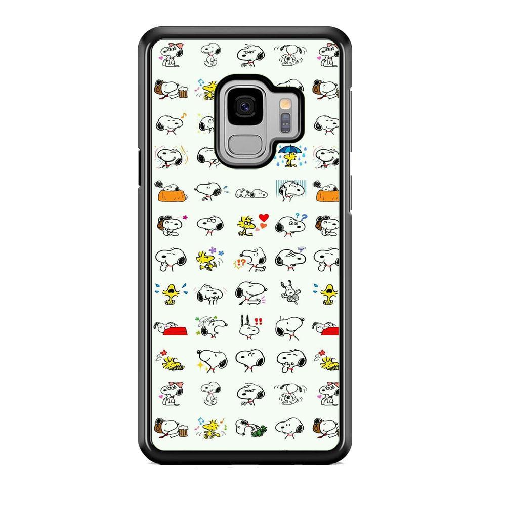 Snoopy White Emoji Samsung Galaxy S9 Case-Rubber Black (2D Case)-Oxvistore