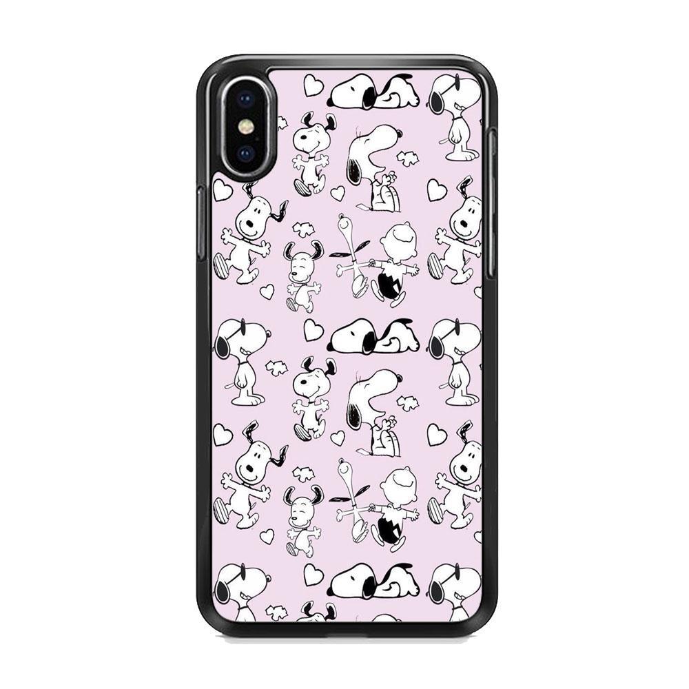 Snoopy and Charlie Happiness iPhone XS MAX Case-Rubber Black (2D Case)-Oxvistore