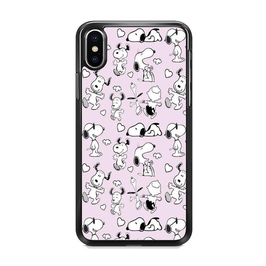Snoopy and Charlie Happiness iPhone XS MAX Case-Rubber Black (2D Case)-Oxvistore