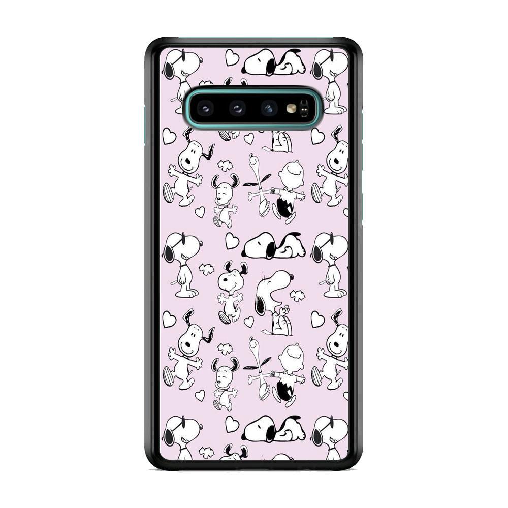 Snoopy and Charlie Happiness Samsung Galaxy S10 Case-Rubber Black (2D Case)-Oxvistore