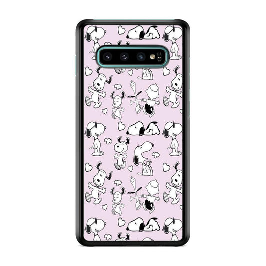 Snoopy and Charlie Happiness Samsung Galaxy S10 Case-Rubber Black (2D Case)-Oxvistore