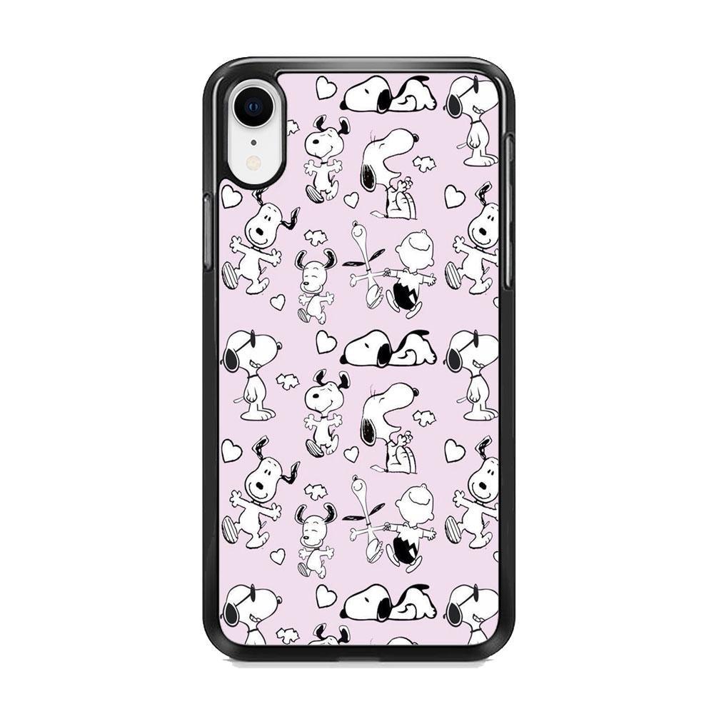 Snoopy and Charlie Happiness iPhone XR Case-Rubber Black (2D Case)-Oxvistore