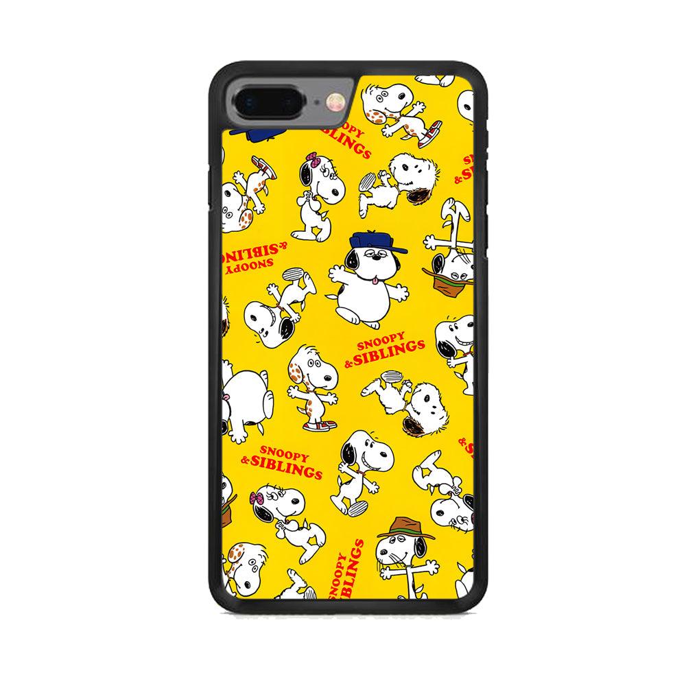 Snoopy and Siblings Step and Dance iPhone 8 Plus Case-Rubber Black (2D Case)-Oxvistore