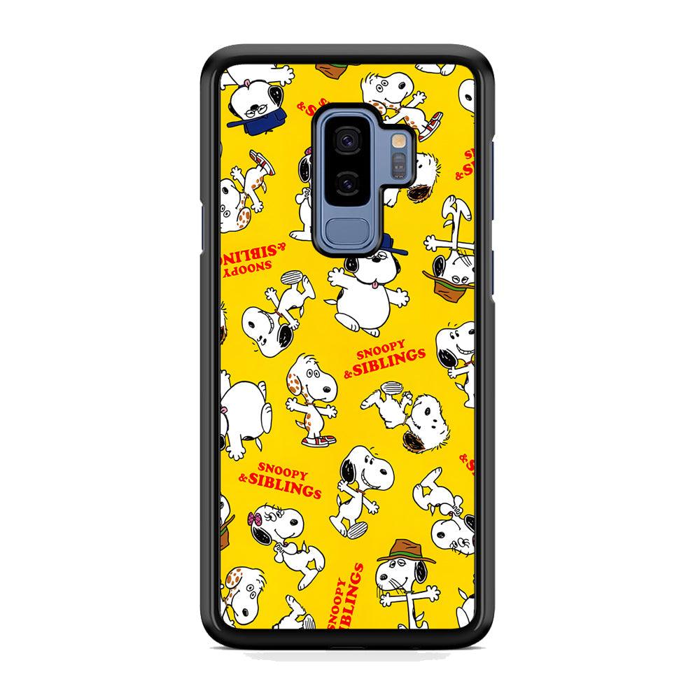 Snoopy and Siblings Step and Dance Samsung Galaxy S9 Plus Case-Rubber Black (2D Case)-Oxvistore