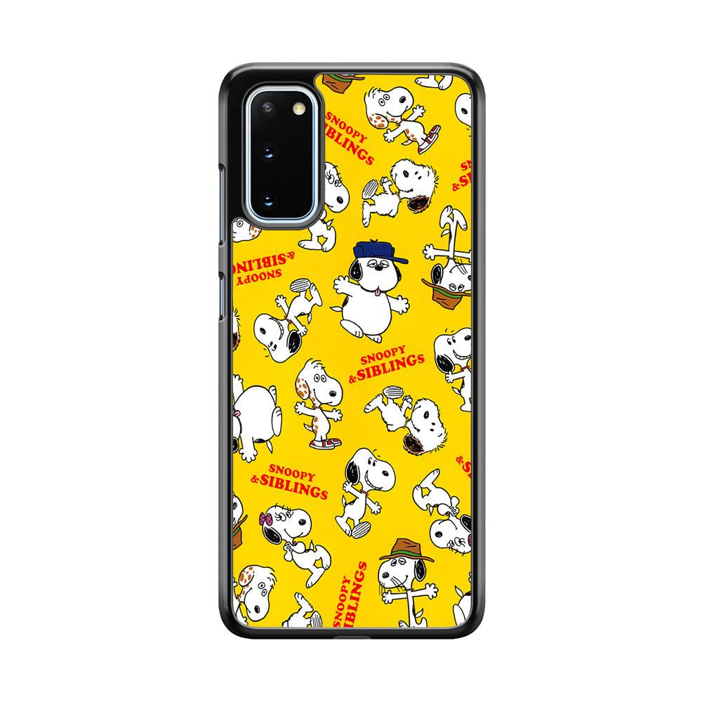 Snoopy and Siblings Step and Dance Samsung Galaxy S20 Case-Rubber White (2D Case)-Oxvistore