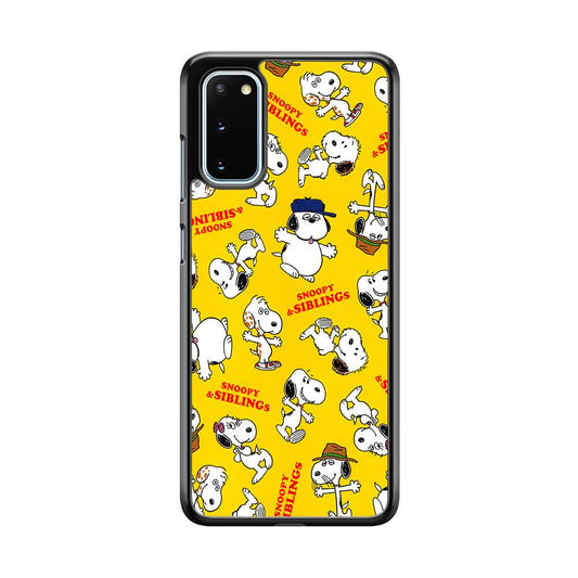 Snoopy and Siblings Step and Dance Samsung Galaxy S20 Case-Rubber White (2D Case)-Oxvistore