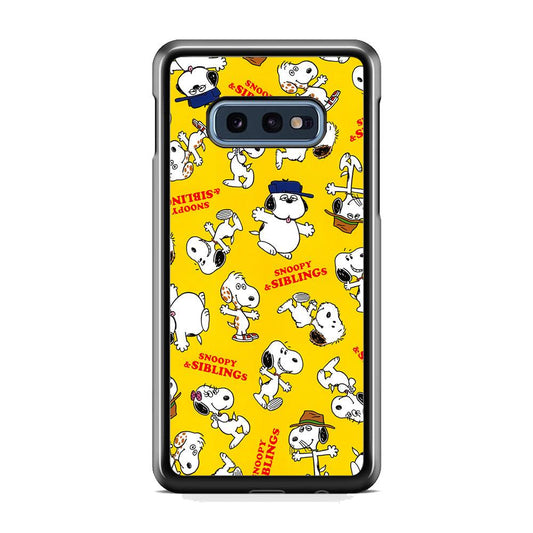 Snoopy and Siblings Step and Dance Samsung Galaxy S10E Case-Rubber Black (2D Case)-Oxvistore