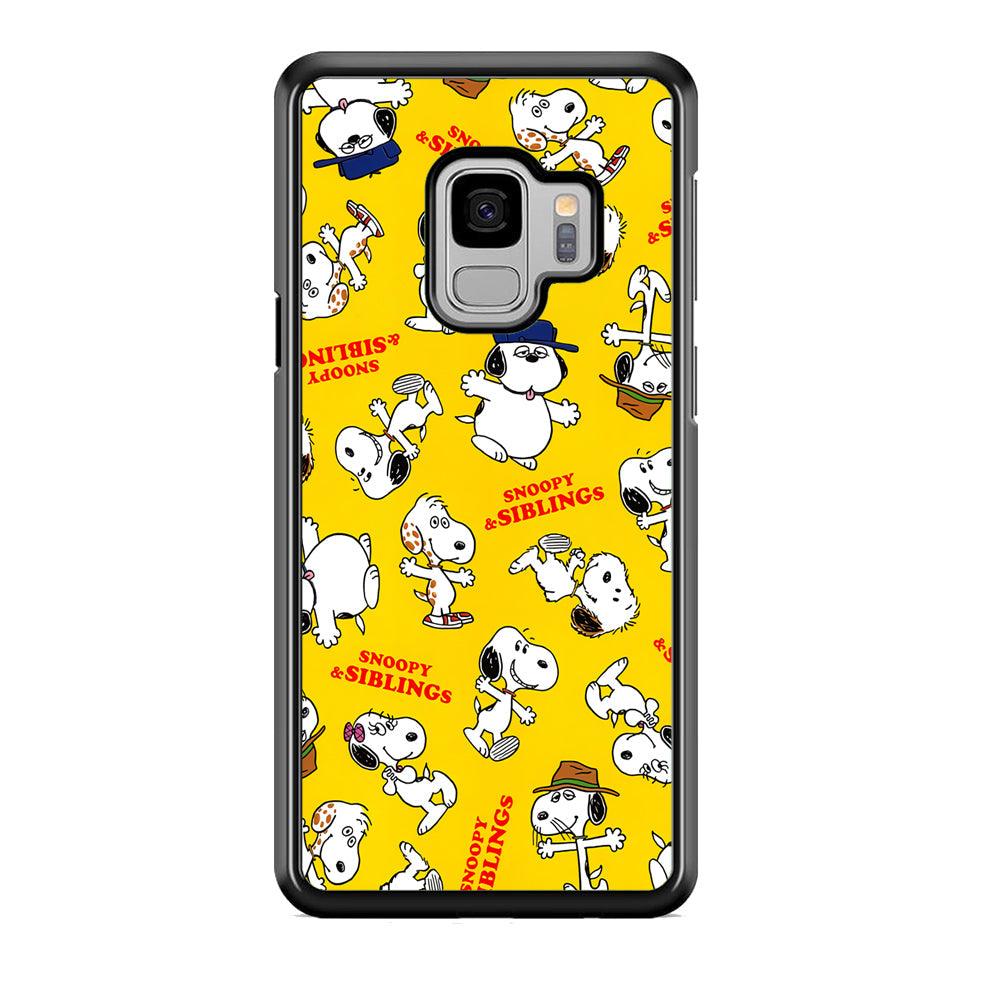 Snoopy and Siblings Step and Dance Samsung Galaxy S9 Case-Rubber Black (2D Case)-Oxvistore