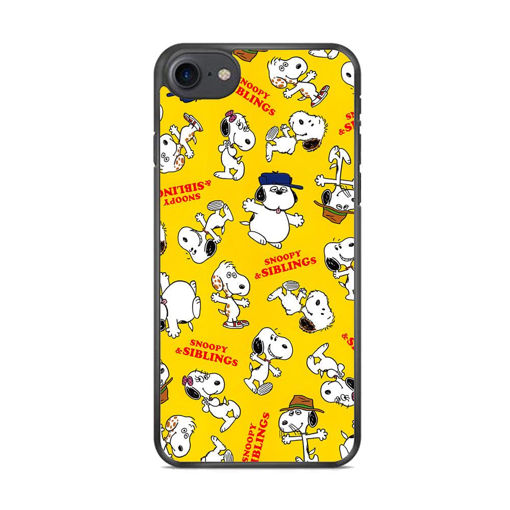 Snoopy and Siblings Step and Dance iPhone 8 Case-Rubber White (2D Case)-Oxvistore