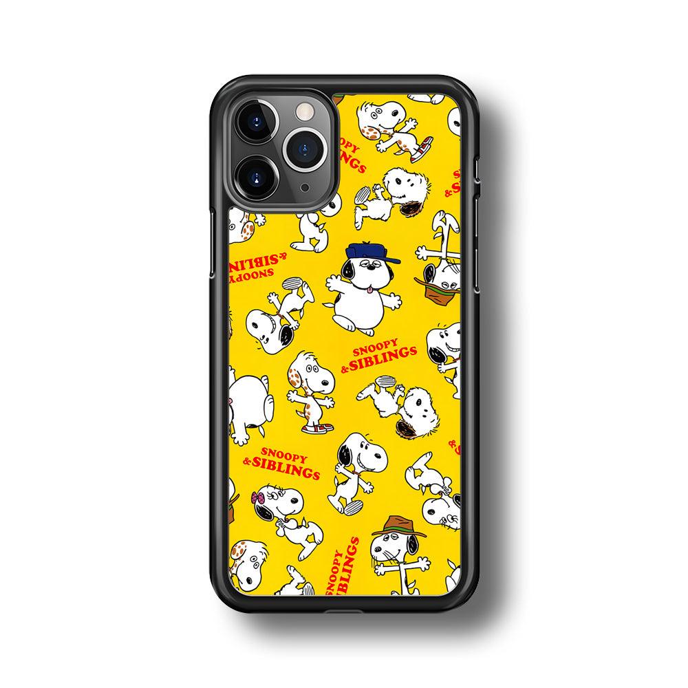 Snoopy and Siblings Step and Dance iPhone 11 Pro Case-Rubber Black (2D Case)-Oxvistore