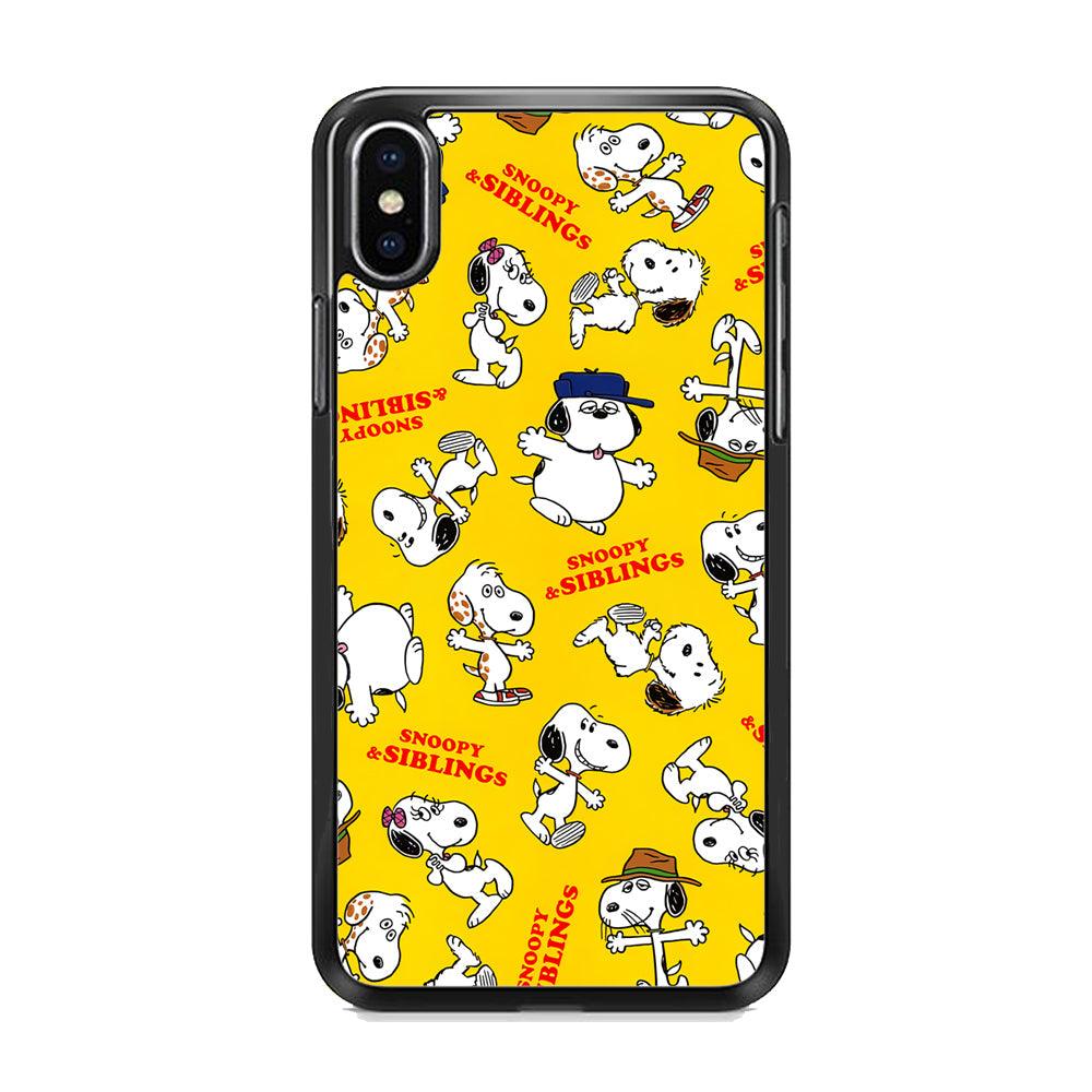 Snoopy and Siblings Step and Dance iPhone XS MAX Case-Rubber White (2D Case)-Oxvistore