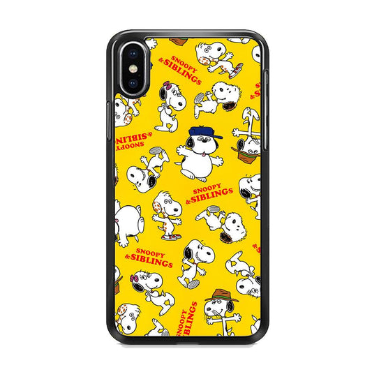 Snoopy and Siblings Step and Dance iPhone XS MAX Case-Rubber White (2D Case)-Oxvistore