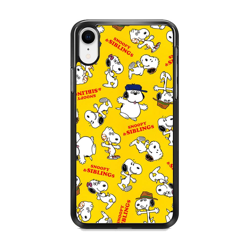 Snoopy and Siblings Step and Dance iPhone XR Case-Rubber White (2D Case)-Oxvistore
