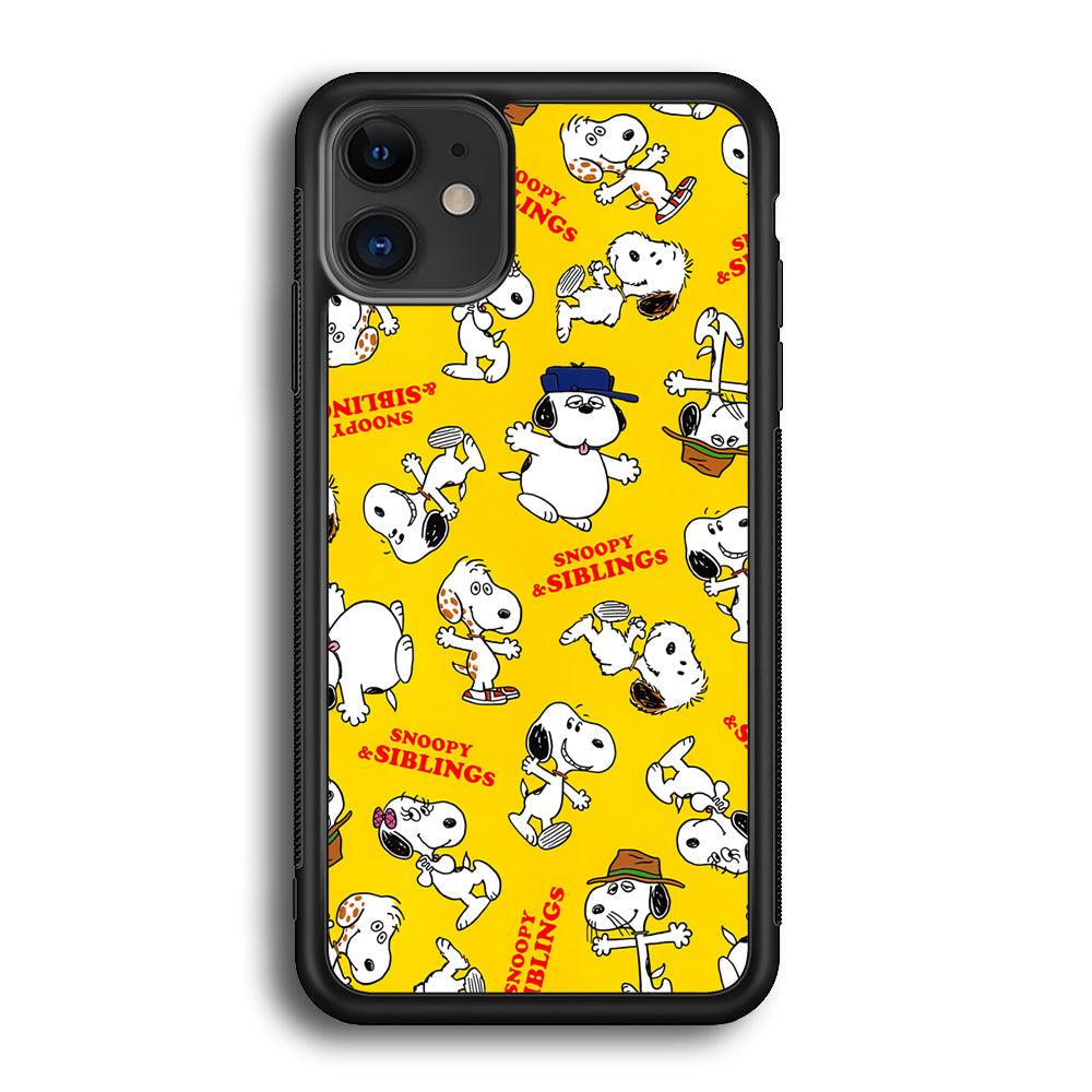 Snoopy and Siblings Step and Dance iPhone 11 Case-Rubber Black (2D Case)-Oxvistore