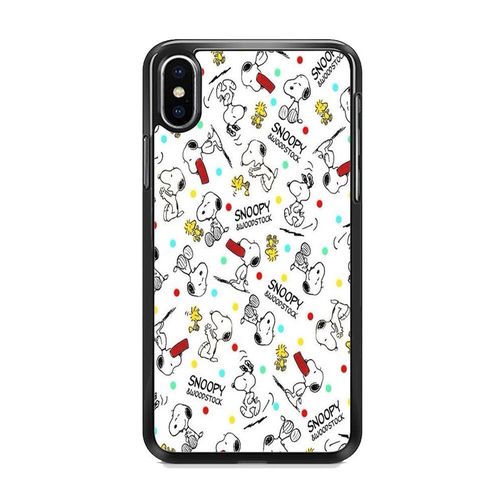 Snoopy and Woodstock iPhone XS Case-Rubber Black (2D Case)-Oxvistore