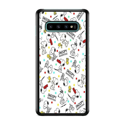 Snoopy and Woodstock Samsung Galaxy S10 Plus Case-Rubber Black (2D Case)-Oxvistore