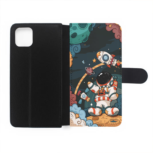 Space Astronaut on Galaxy Flip Wallet Phone Case