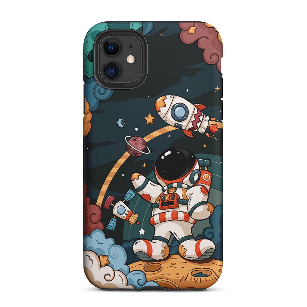 Space Astronaut on Galaxy 2 in 1 Tough Phone Case