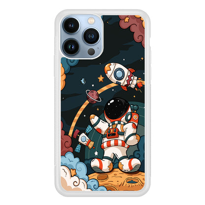 Space Astronaut on Galaxy 2D Rubber Phone Case