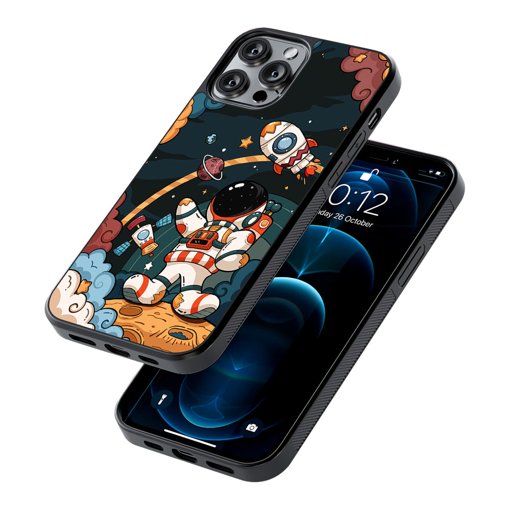 Space Astronaut on Galaxy 2D Rubber Phone Case