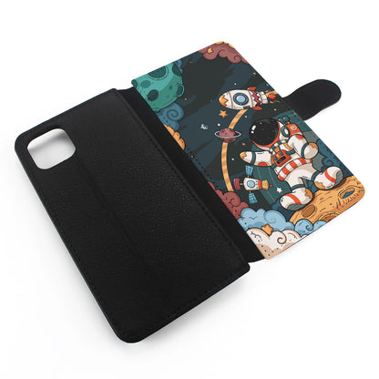 Space Astronaut on Galaxy Flip Wallet Phone Case