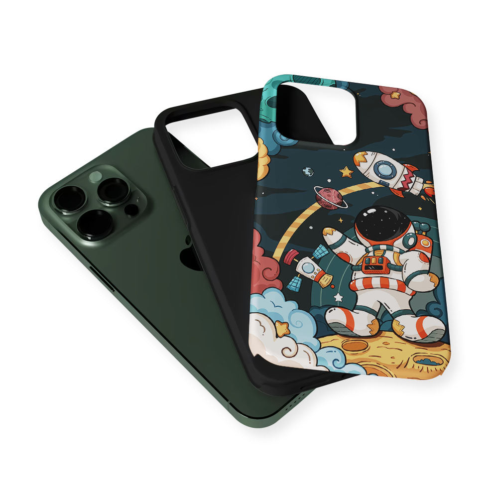 Space Astronaut on Galaxy 2 in 1 Tough Phone Case