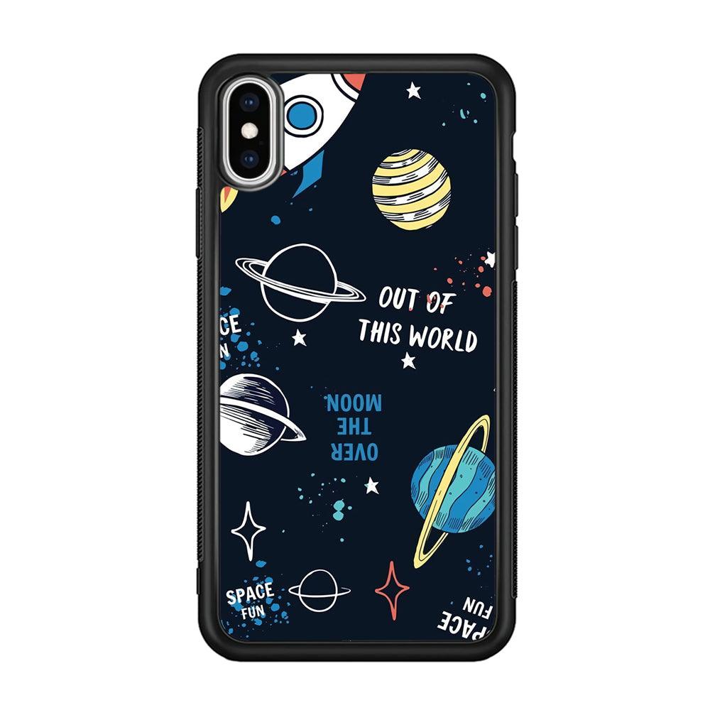 Space Out of This World iPhone XS Case-Rubber Black (2D Case)-Oxvistore