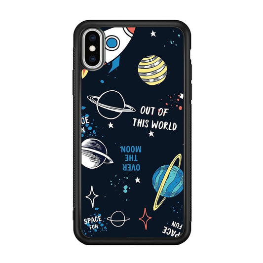 Space Out of This World iPhone XS Case-Rubber Black (2D Case)-Oxvistore
