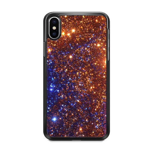 Sparkle Blue and Gold iPhone X Case-Rubber Black (2D Case)-Oxvistore