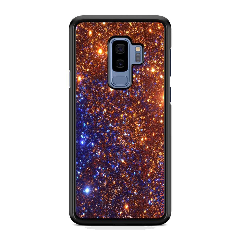 Sparkle Blue and Gold Samsung Galaxy S9 Plus Case-Rubber Black (2D Case)-Oxvistore