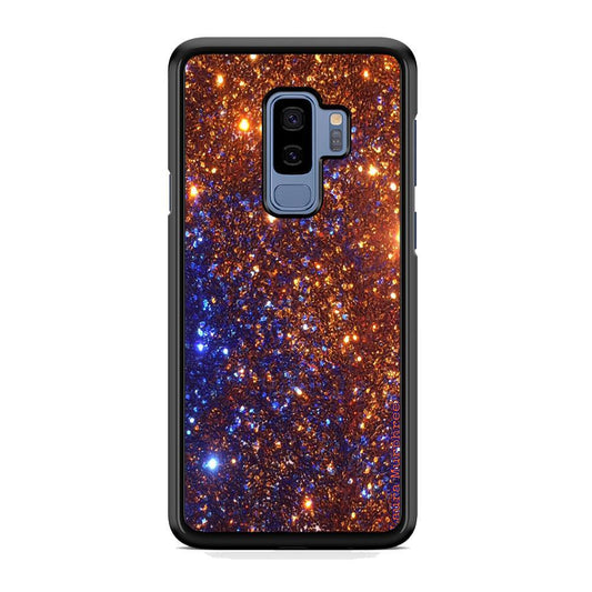 Sparkle Blue and Gold Samsung Galaxy S9 Plus Case-Rubber Black (2D Case)-Oxvistore
