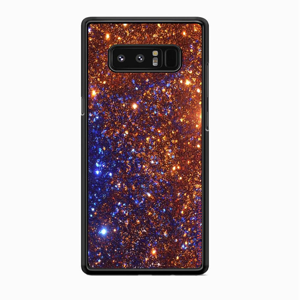 Sparkle Blue and Gold Samsung Galaxy Note 8 Case-Rubber Black (2D Case)-Oxvistore