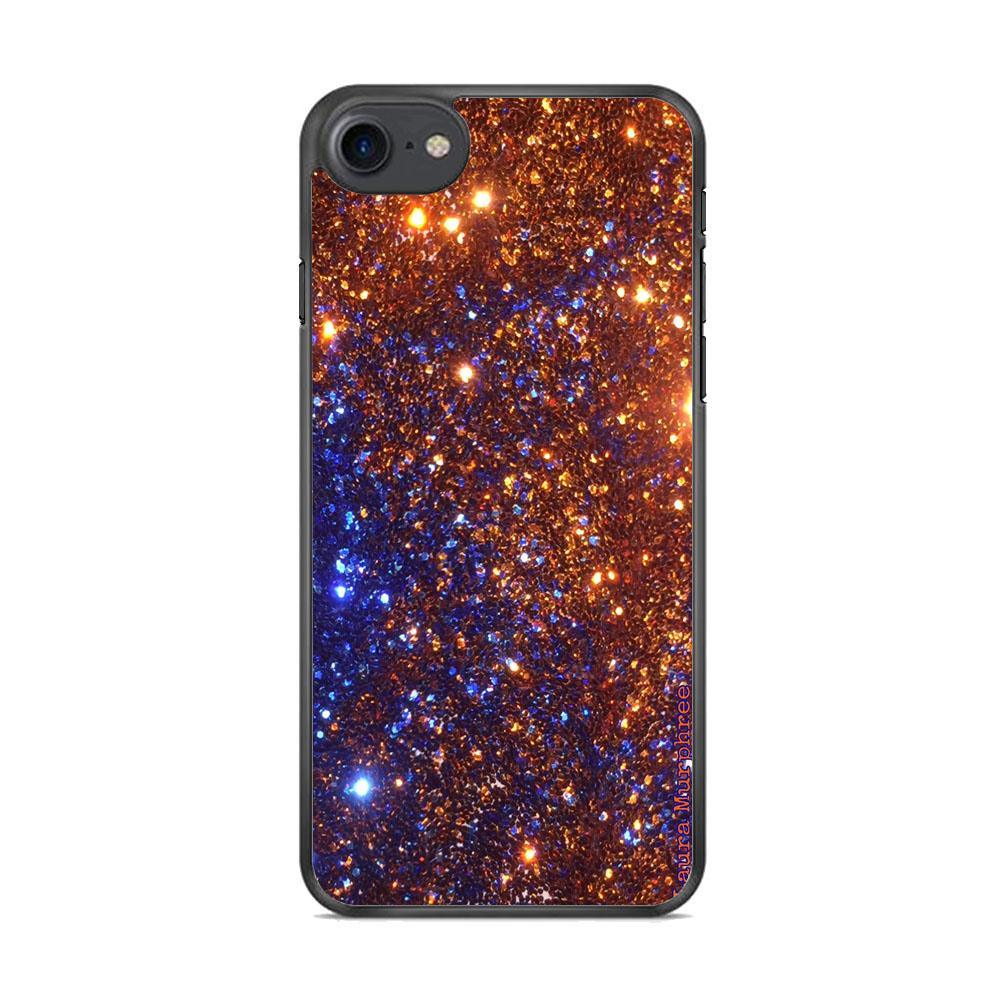 Sparkle Blue and Gold iPhone 7 Case-Rubber Black (2D Case)-Oxvistore