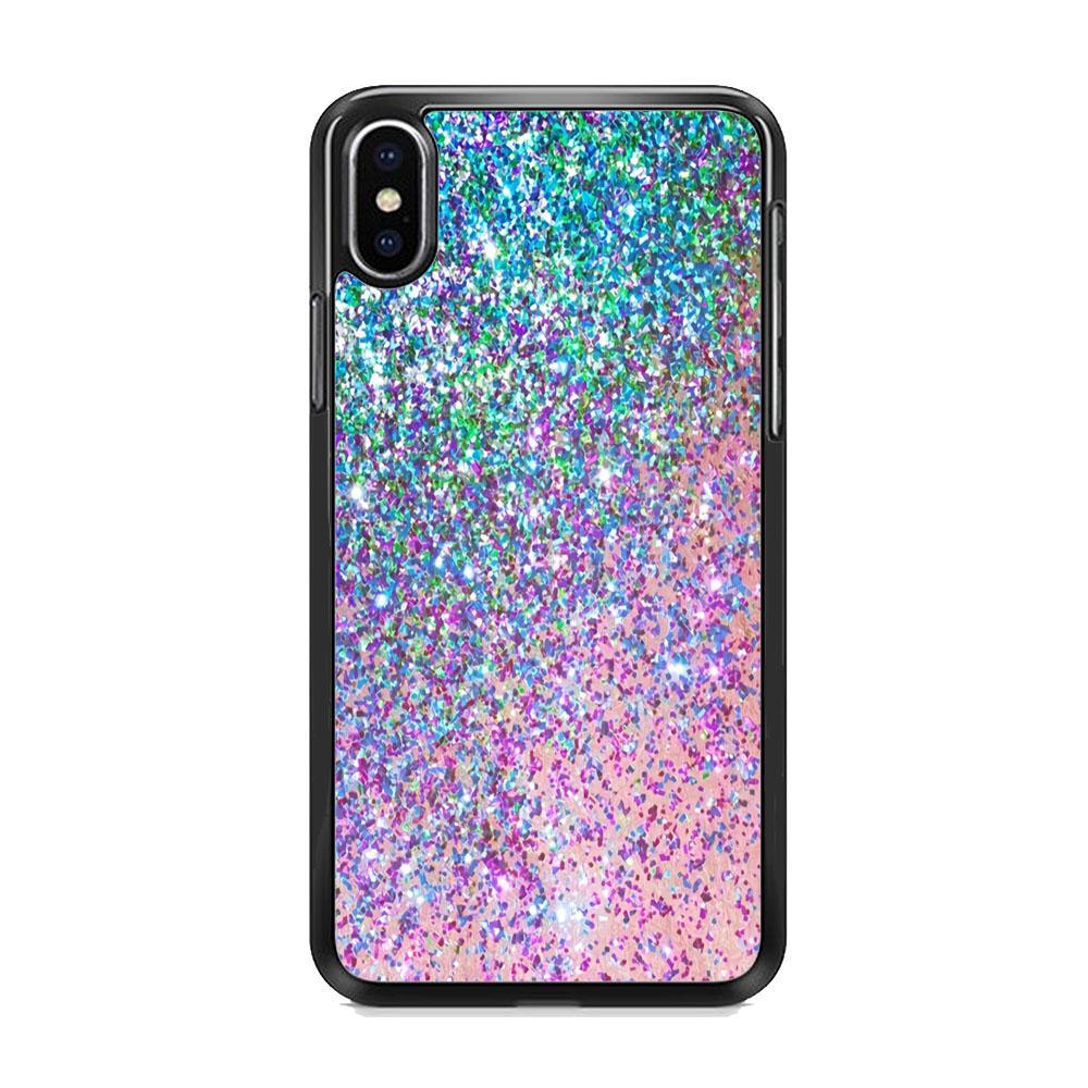Sparkle Crystal Verdant iPhone XS Case-Rubber Black (2D Case)-Oxvistore