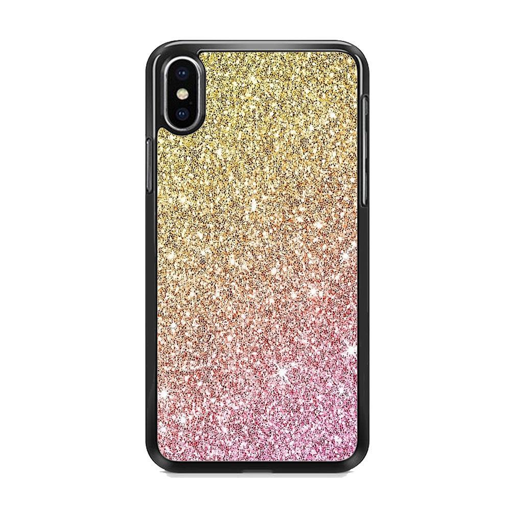 Sparkle Ride to Gold iPhone XS Case-Rubber Black (2D Case)-Oxvistore