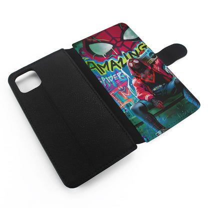 Spider-Man Hip Hop Style Flip Wallet Phone Case