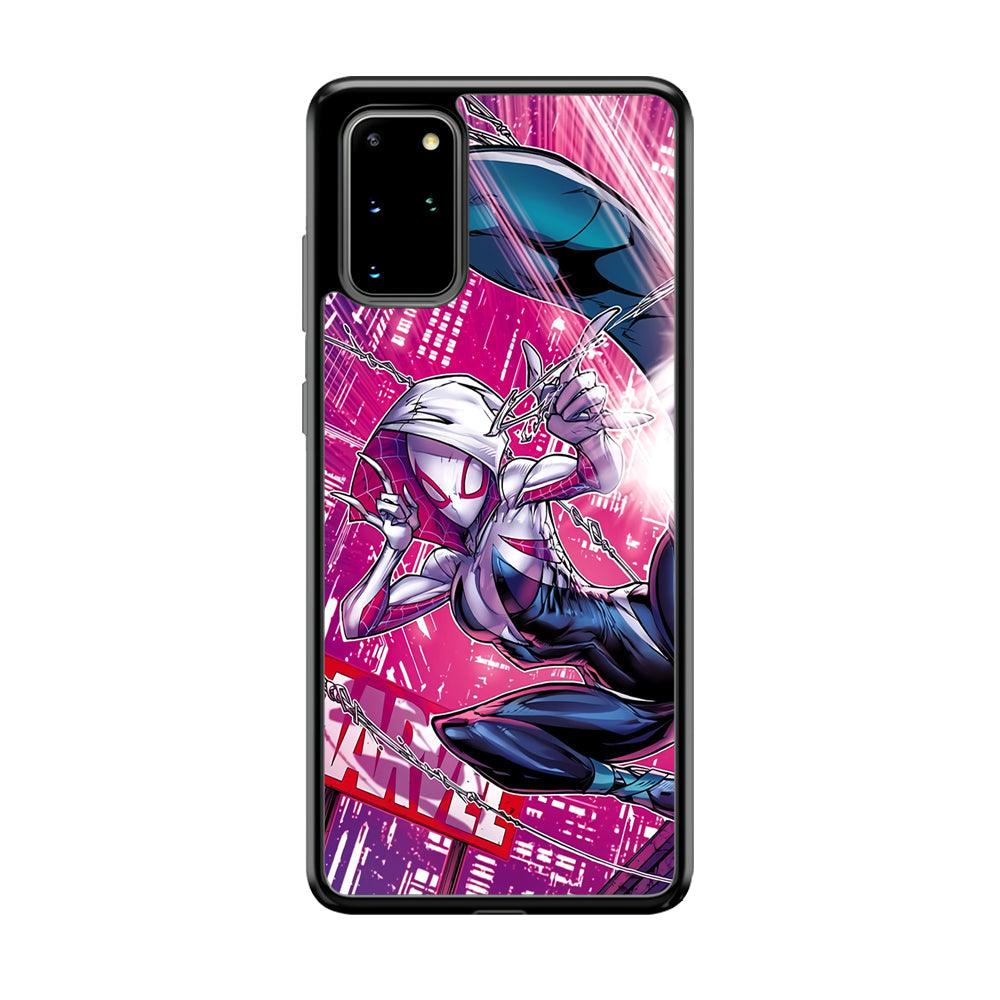 Spider Gwen Air Karate Samsung Galaxy S20 Plus Case-Rubber Black (2D Case)-Oxvistore