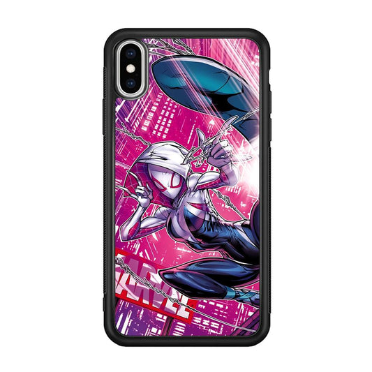 Spider Gwen Air Karate iPhone X Case-Rubber Black (2D Case)-Oxvistore