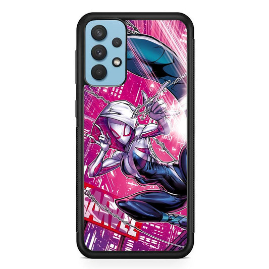 Spider Gwen Air Karate Samsung Galaxy A32 Case-Rubber Black (2D Case)-Oxvistore