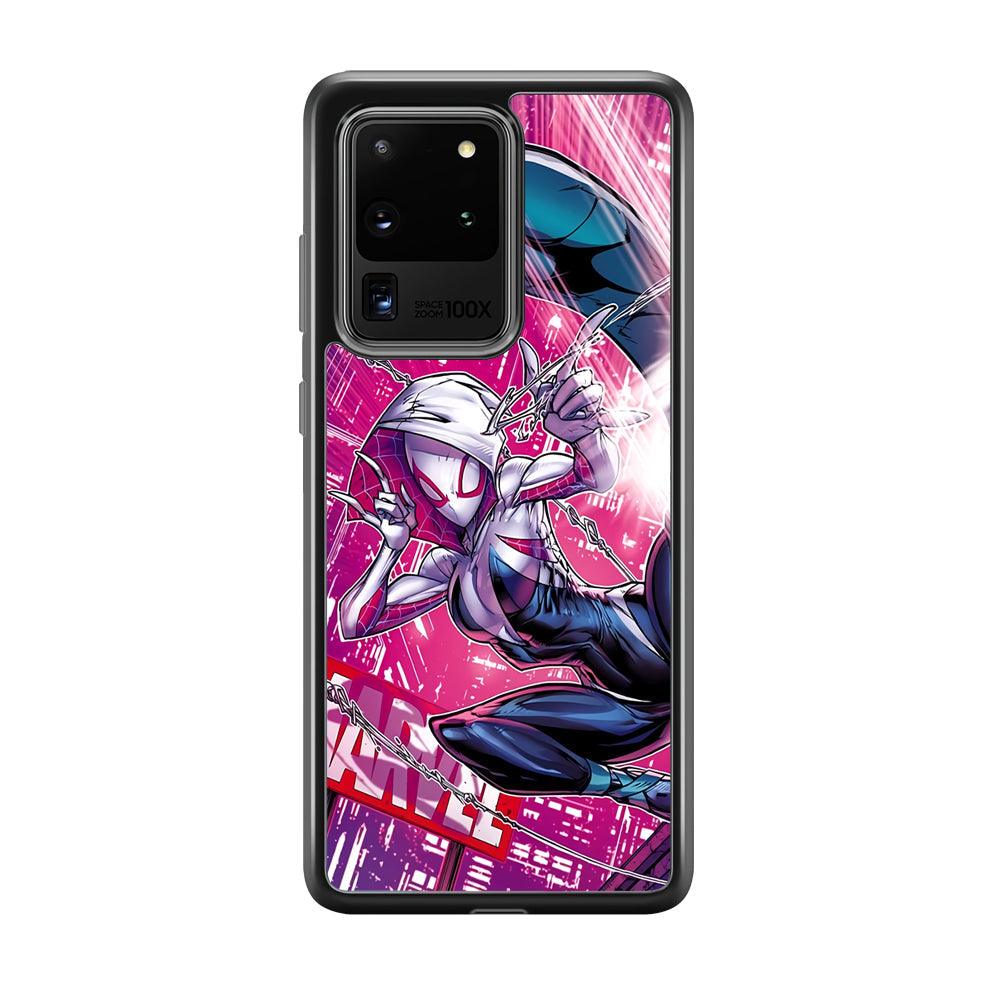 Spider Gwen Air Karate Samsung Galaxy S20 Ultra Case-Rubber Black (2D Case)-Oxvistore