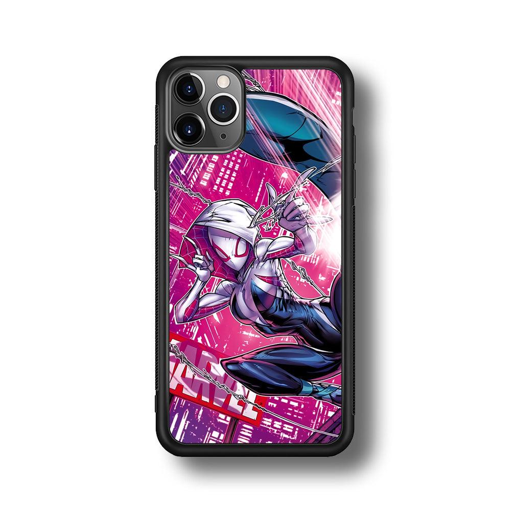 Spider Gwen Air Karate iPhone 11 Pro Max Case-Rubber Black (2D Case)-Oxvistore