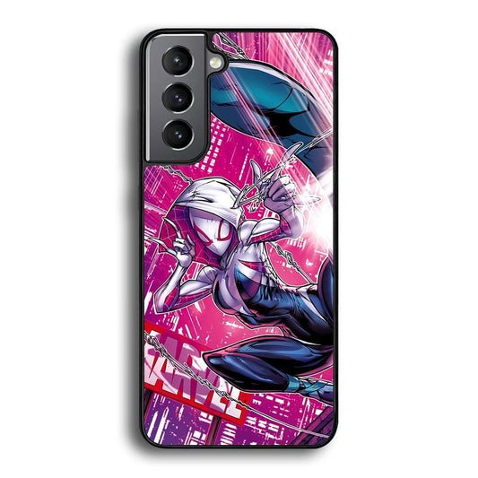 Spider Gwen Air Karate Samsung Galaxy S24 Case-Rubber Black (2D Case)-Oxvistore