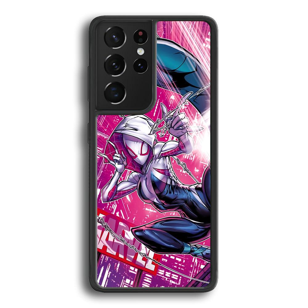 Spider Gwen Air Karate Samsung Galaxy S21 Ultra Case-Rubber Black (2D Case)-Oxvistore