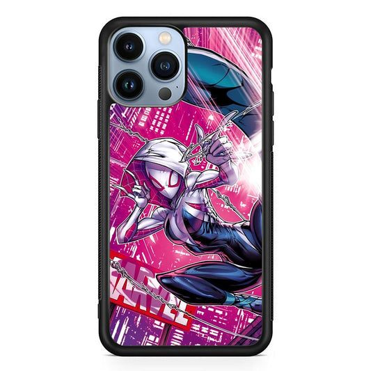 Spider Gwen Air Karate iPhone 13 Pro Case-Rubber Black (2D Case)-Oxvistore
