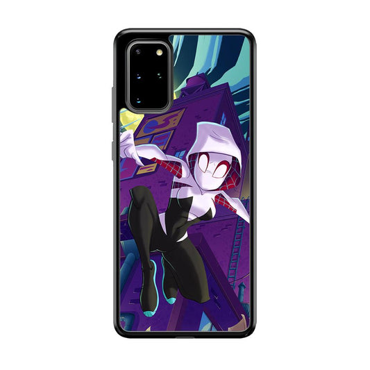 Spider Gwen Full Moon Mission Samsung Galaxy S20 Plus Case-Rubber Black (2D Case)-Oxvistore