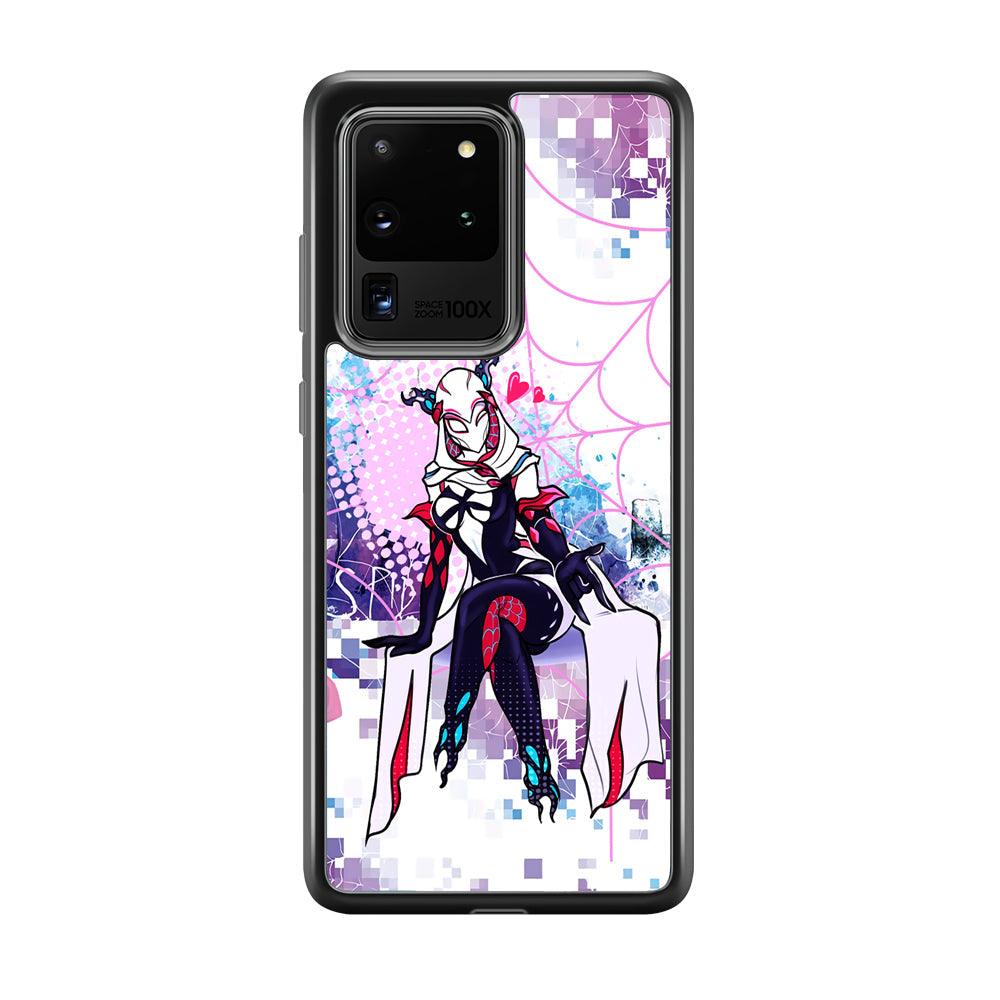 Spider Gwen Net of Love Samsung Galaxy S20 Ultra Case-Rubber Black (2D Case)-Oxvistore