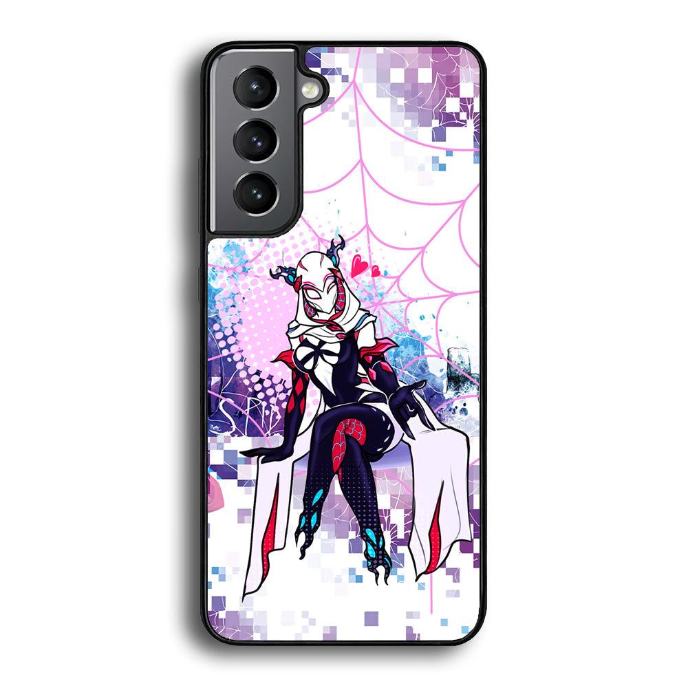 Spider Gwen Net of Love Samsung Galaxy S24 Plus Case-Rubber Black (2D Case)-Oxvistore